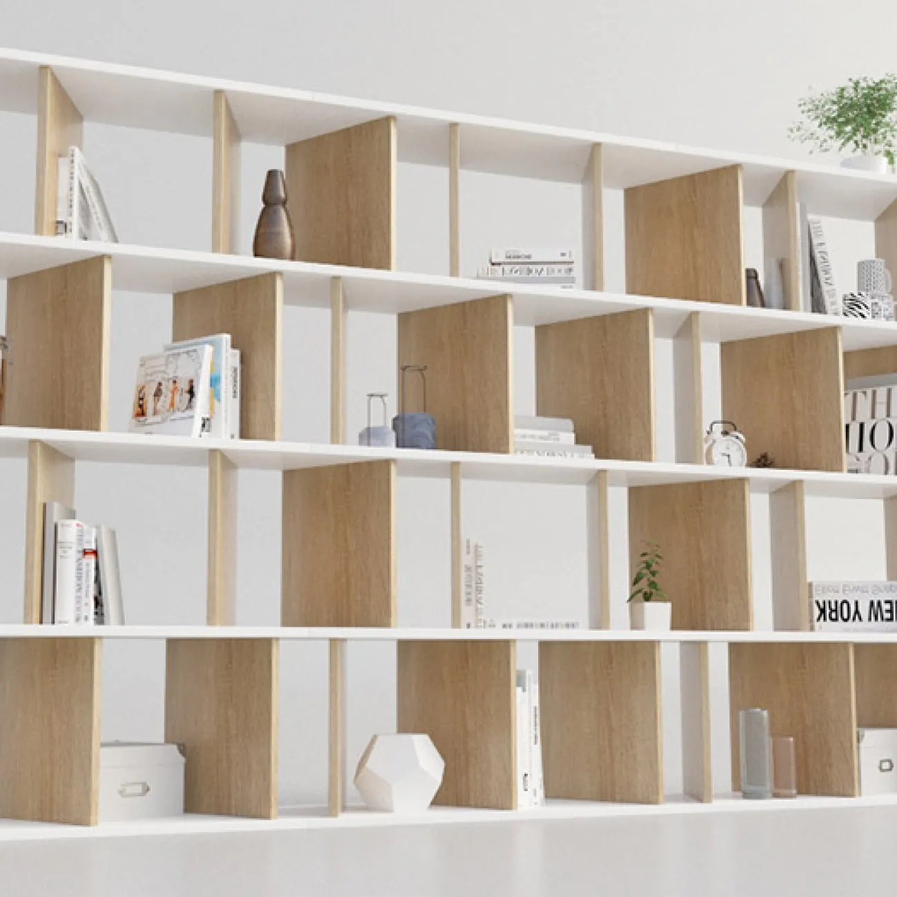 Многоуровневая книжная полка Wand из дерева KP39533-32