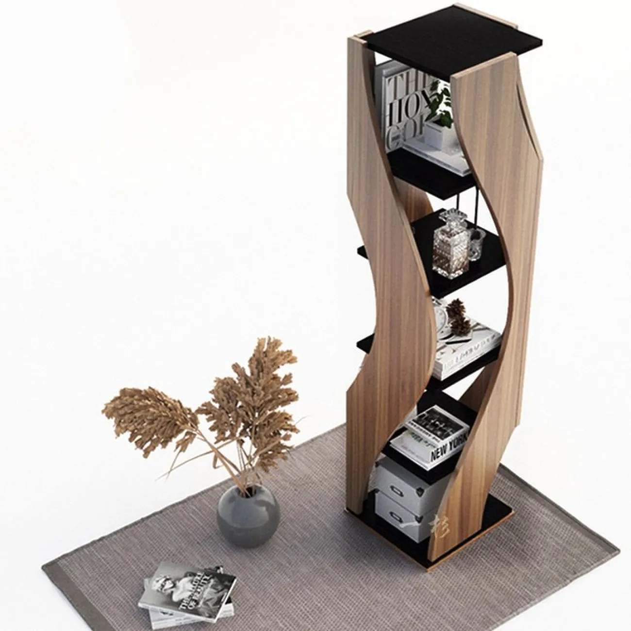 Дизайнерская книжная полка Wand из дерева KP39534-32