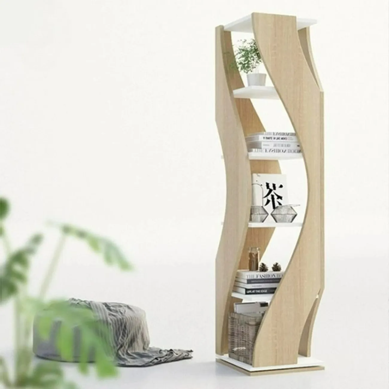 Дизайнерская книжная полка Wand из дерева KP39534-32