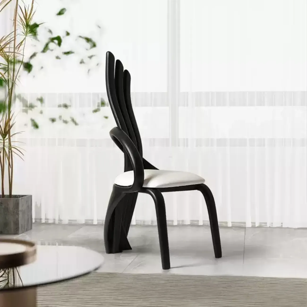 Элегантный обеденный стул Minicum из дерева и кожи OS39565-32