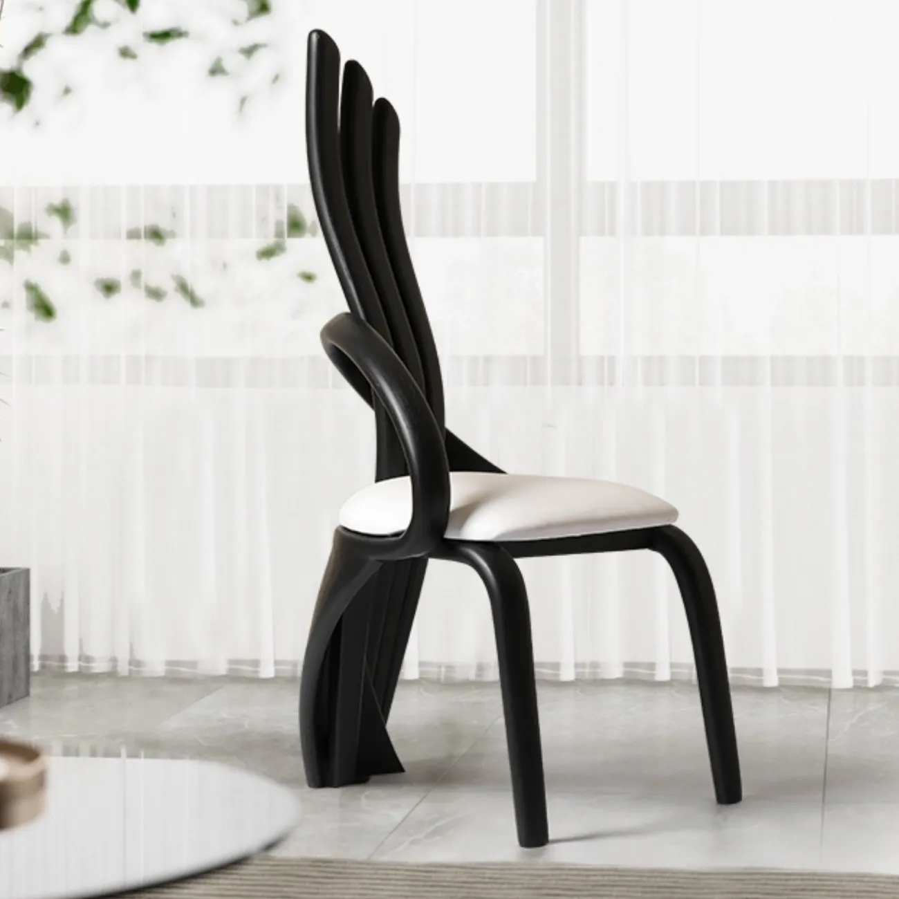 Элегантный обеденный стул Minicum из дерева и кожи OS39565-32