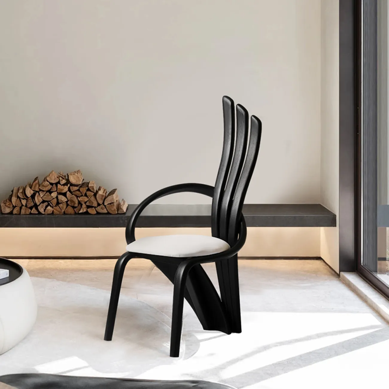 Элегантный обеденный стул Minicum из дерева и кожи OS39565-32