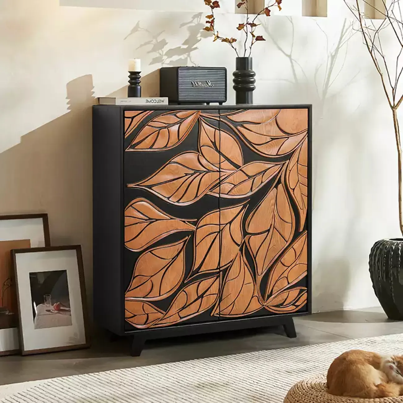 Роскошный комод "Листья" Minicum ручной работы из дерева KD39604-32