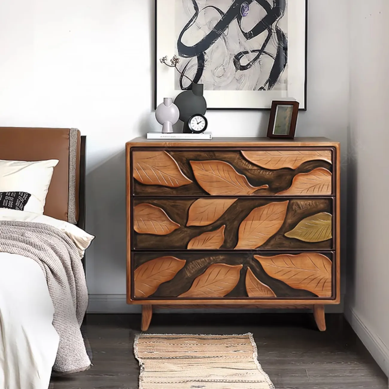 Роскошный резной комод "Листья" Minicum ручной работы из дерева KD39637-32