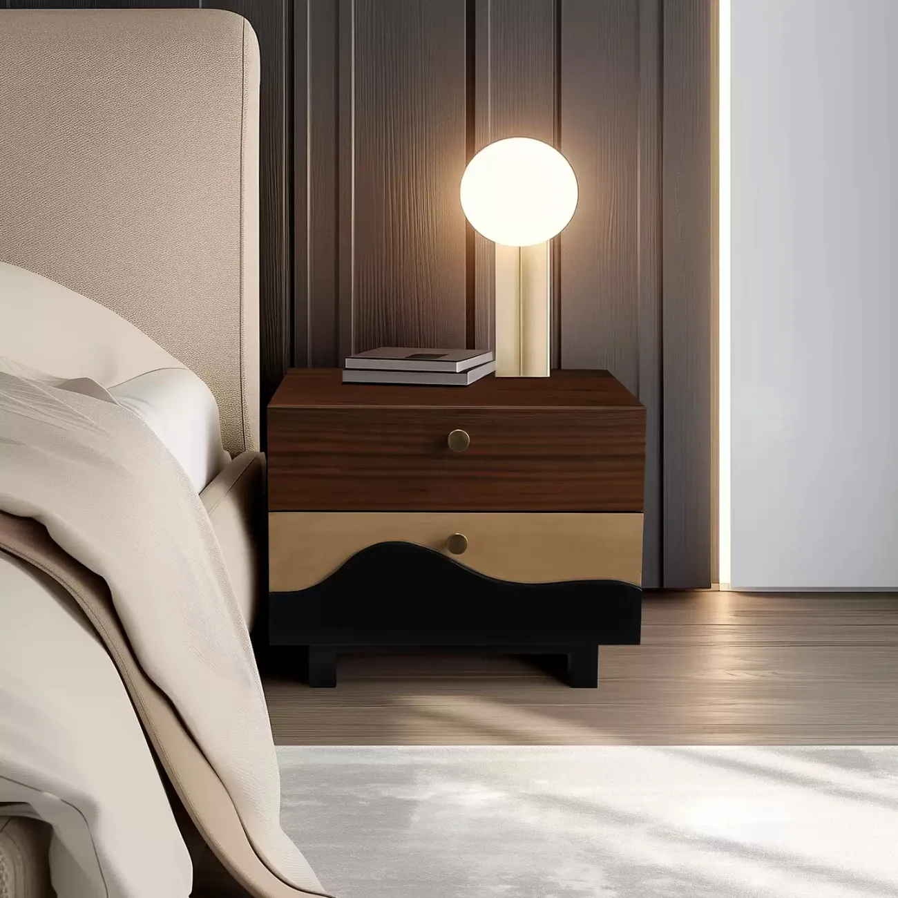 Красивая прикроватная тумба Minicum из дерева грецкого ореха PT39672-32 Красивая прикроватная тумба Minicum из дерева грецкого ореха PT39672-32