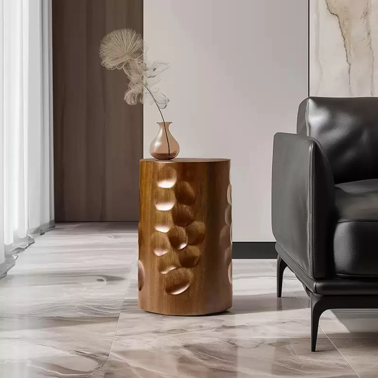 Лаконичная прикроватная тумба Minicum ручной работы из дерева грецкого ореха TB39673-32