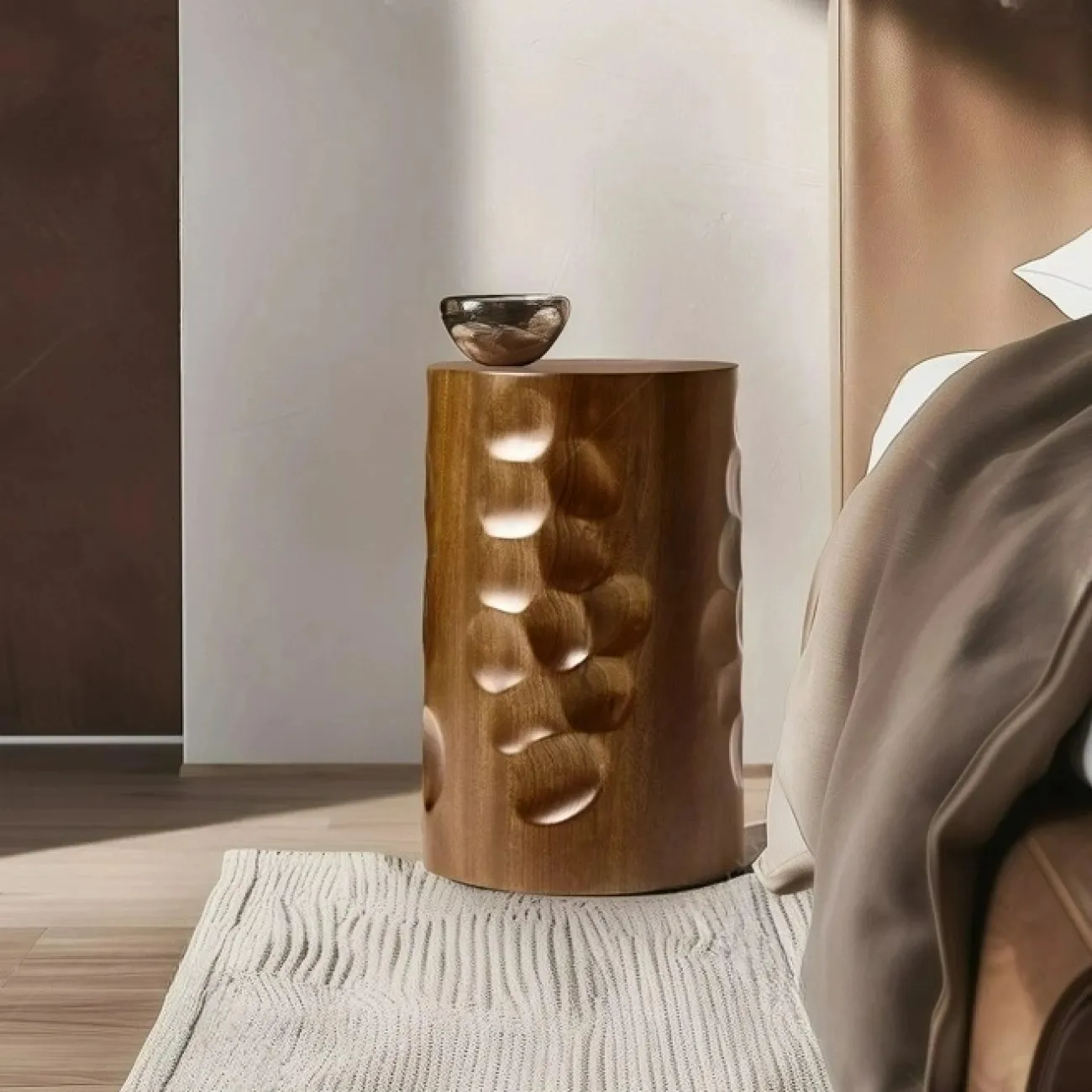 Лаконичная прикроватная тумба Minicum ручной работы из дерева грецкого ореха TB39673-32