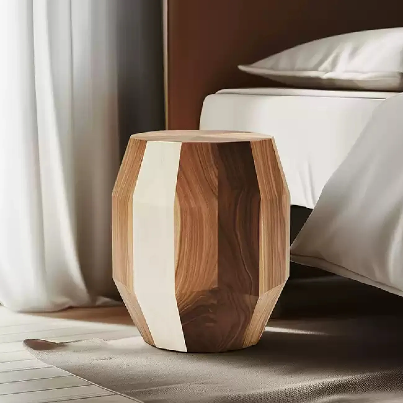 Лаконичная прикроватная тумба Minicum ручной работы из дерева грецкого ореха TB39674-32