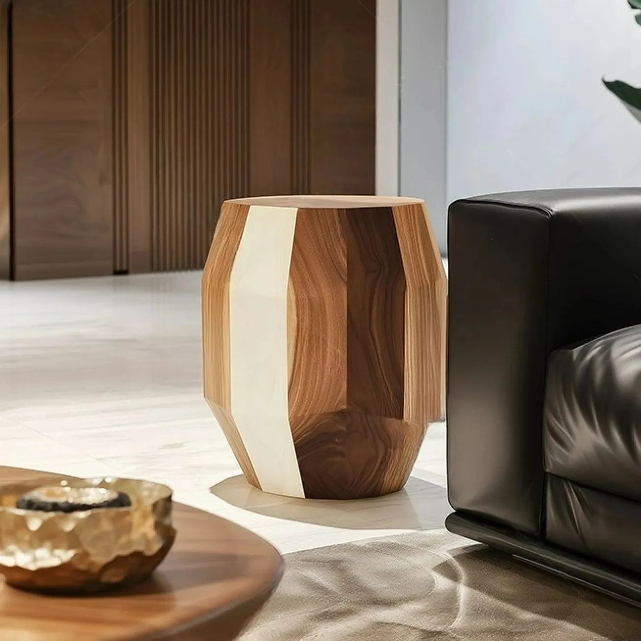 Лаконичная прикроватная тумба Minicum ручной работы из дерева грецкого ореха TB39674-32