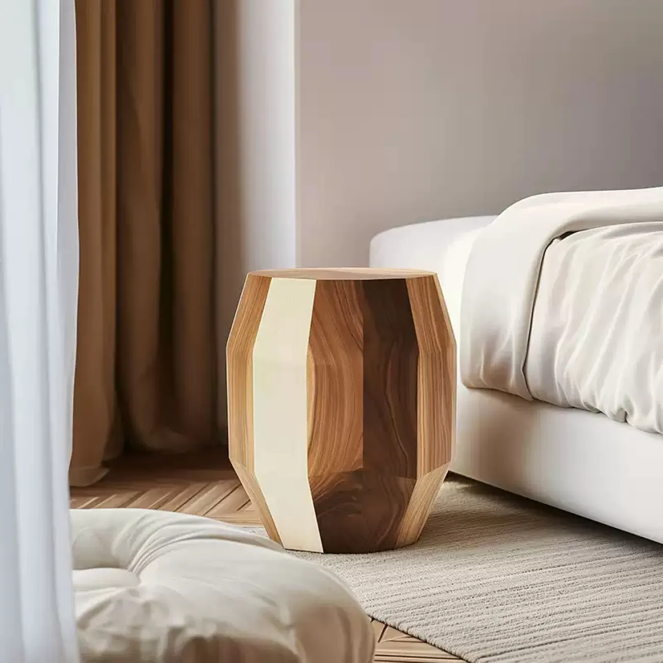 Лаконичная прикроватная тумба Minicum ручной работы из дерева грецкого ореха TB39674-32