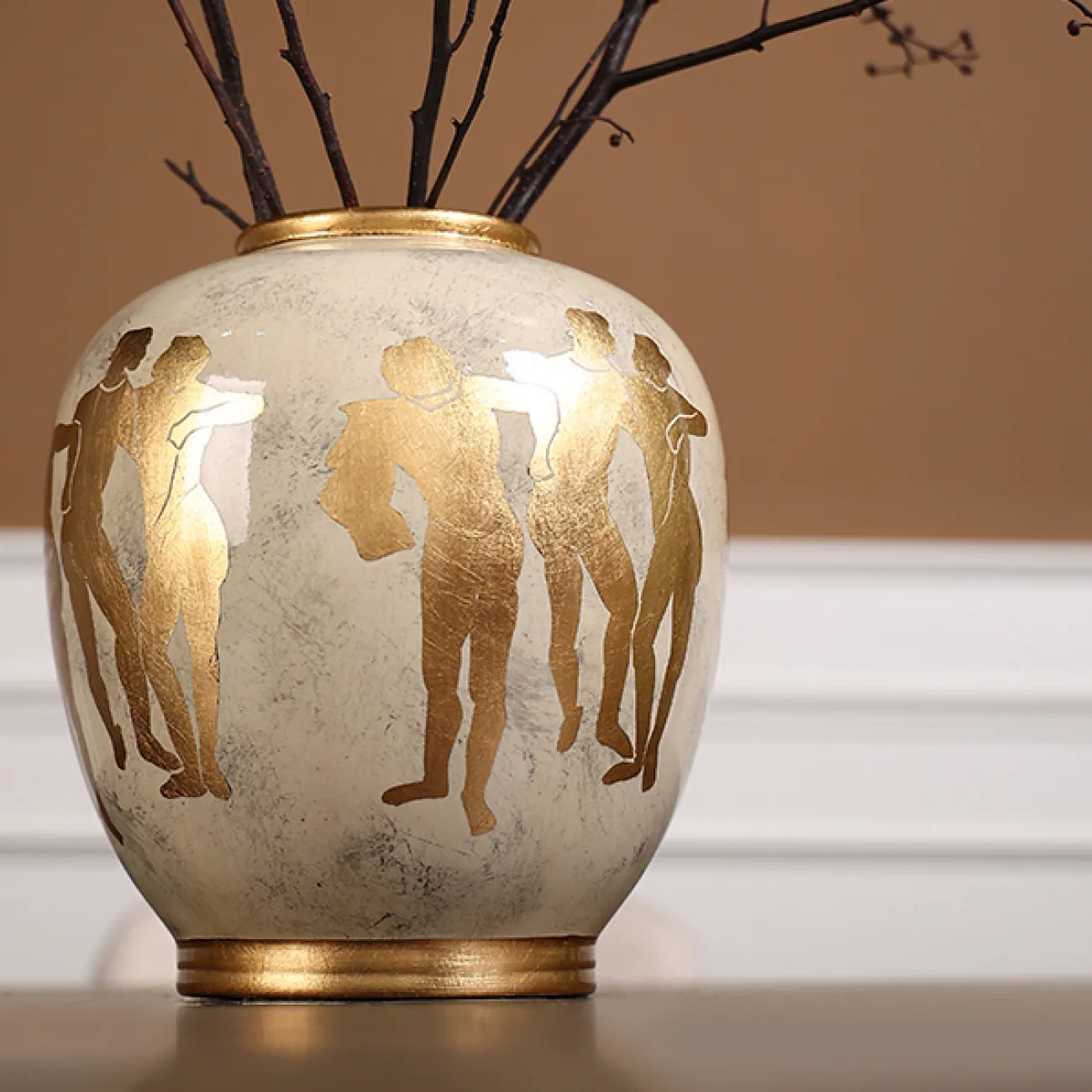 Роскошная настольная ваза Qiekoo из керамики с позолотой VZ39690-32