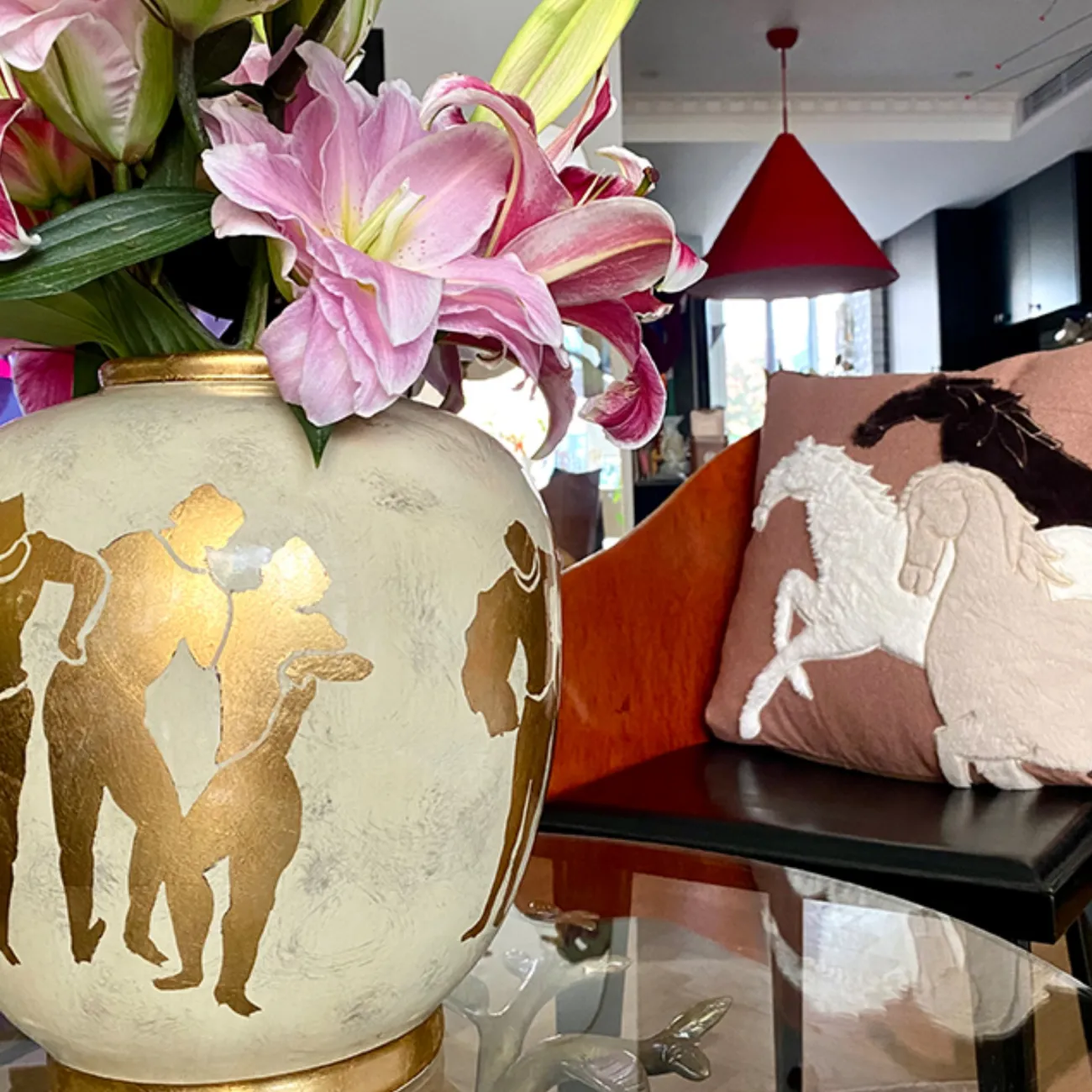 Роскошная настольная ваза Qiekoo из керамики с позолотой VZ39690-32