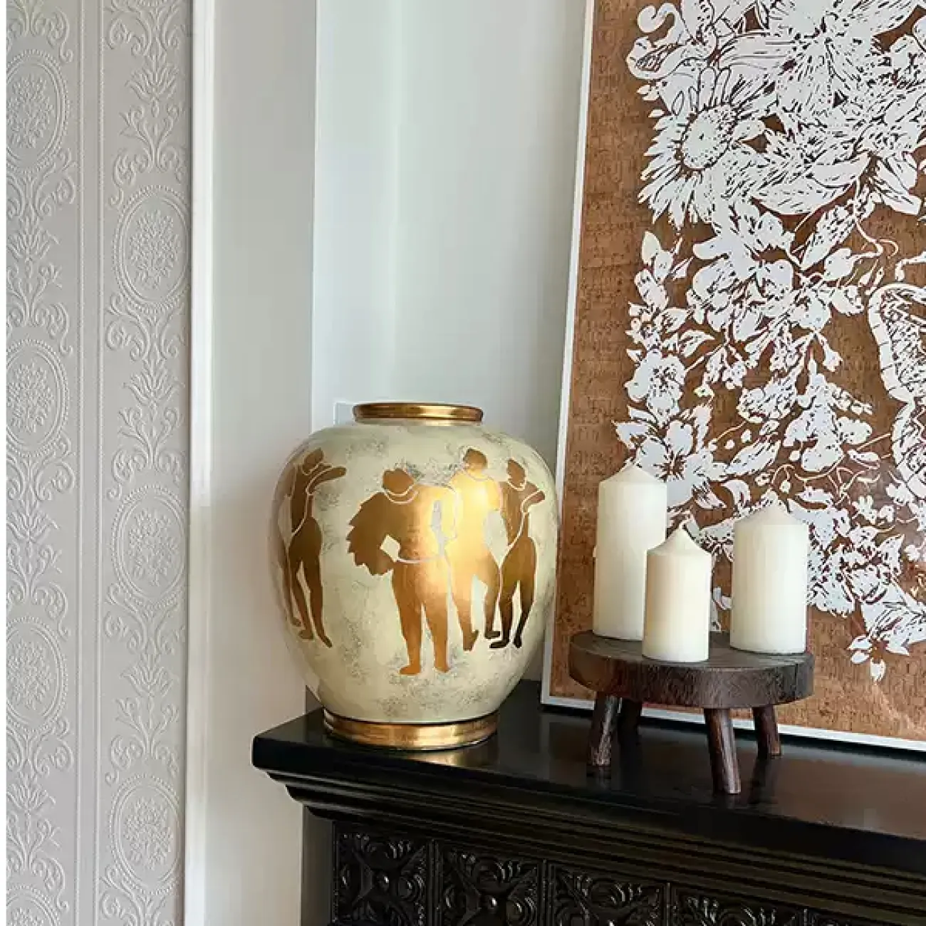 Роскошная настольная ваза Qiekoo из керамики с позолотой VZ39690-32