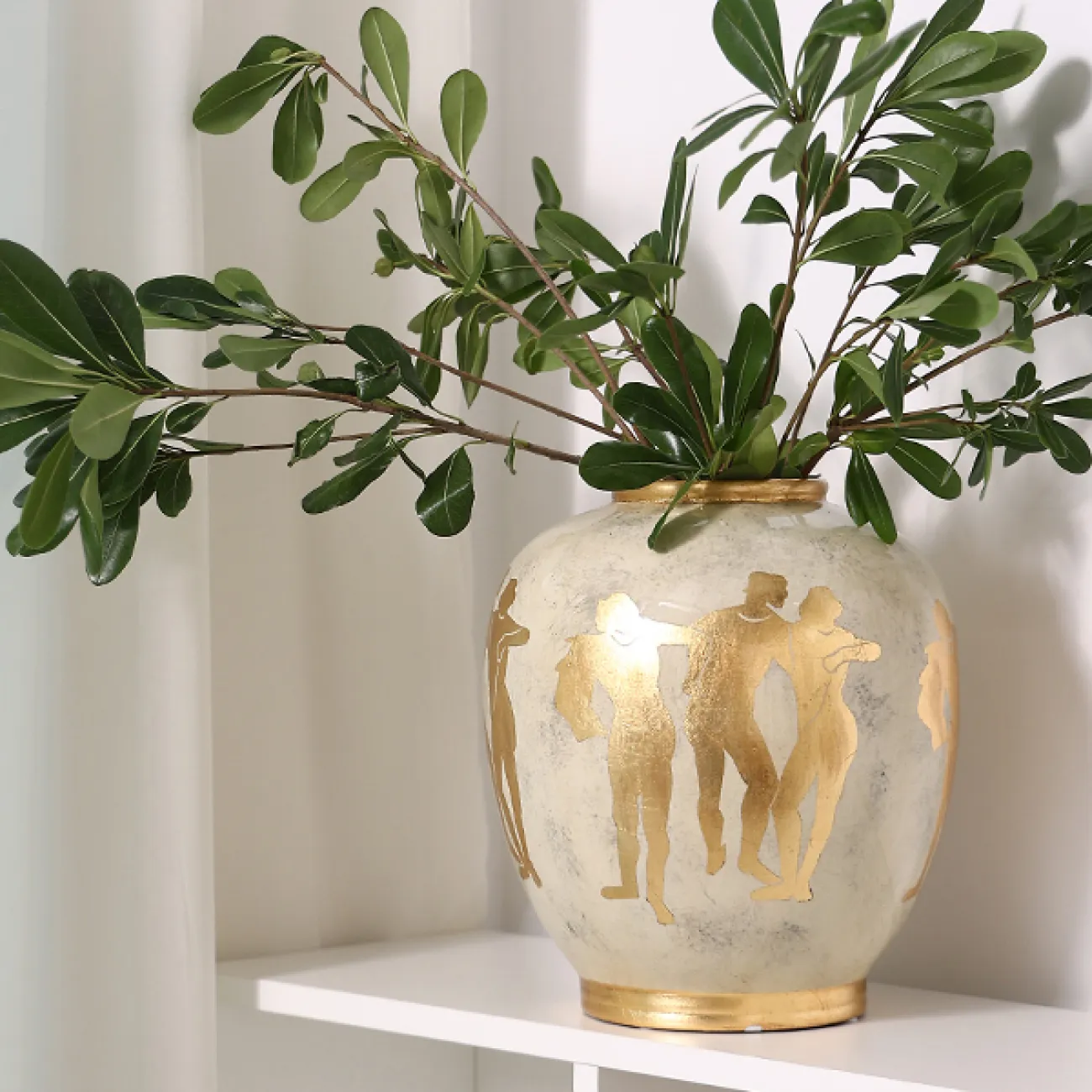 Роскошная настольная ваза Qiekoo из керамики с позолотой VZ39690-32