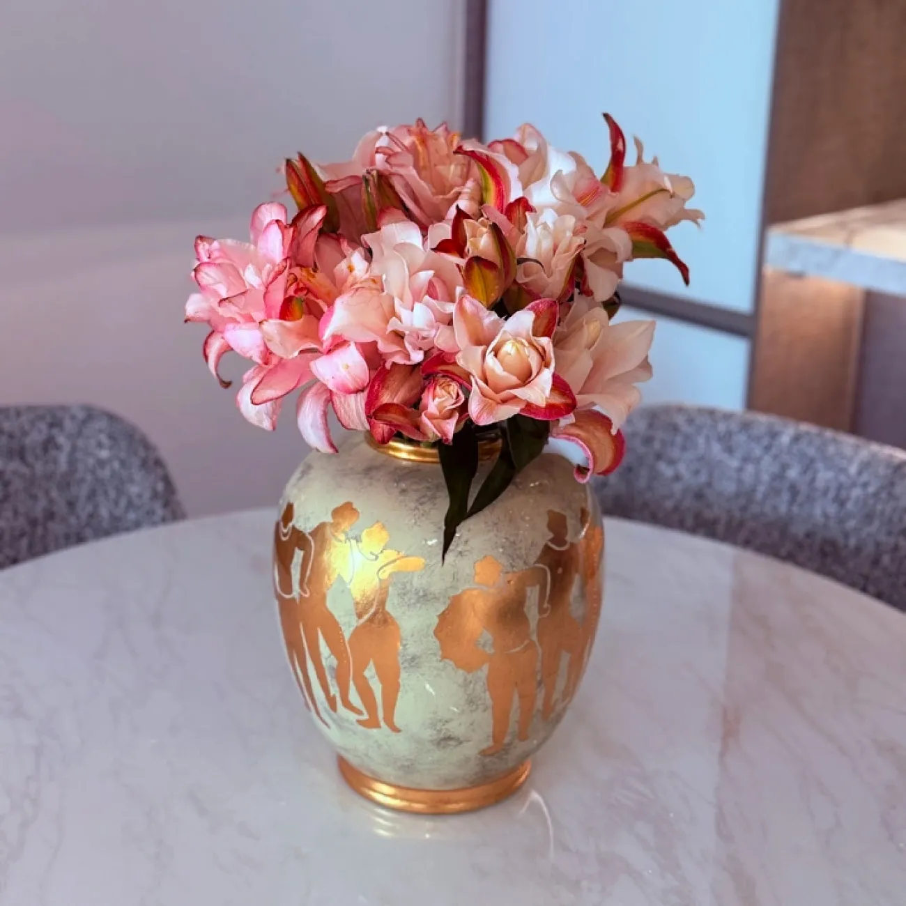 Роскошная настольная ваза Qiekoo из керамики с позолотой VZ39690-32