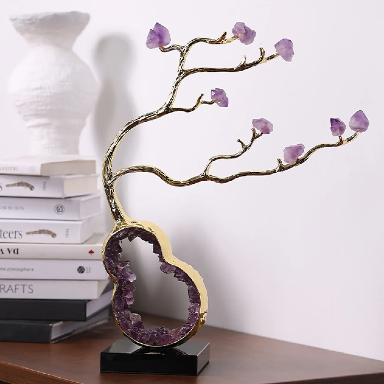 Роскошное настольное украшение от Qiekoo из аметиста с мраморной подставкой SK39691-32