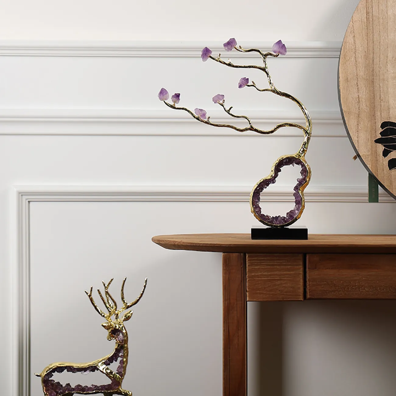 Роскошное настольное украшение от Qiekoo из аметиста с мраморной подставкой SK39691-32