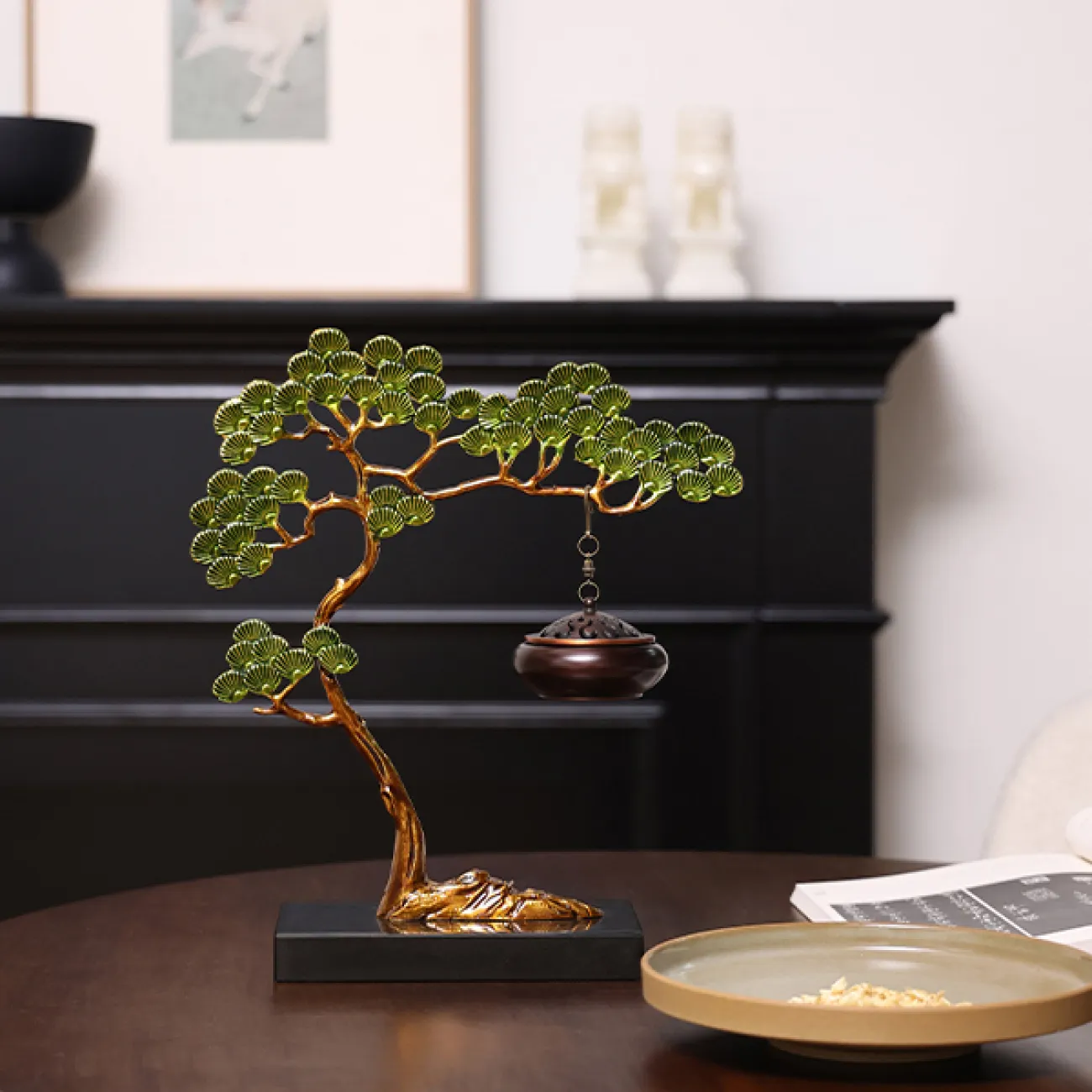 Оригинальная подвесная курильница для благовоний от Qiekoo из мрамора и меди SK39695-32 Оригинальная подвесная курильница для благовоний от Qiekoo из мрамора и меди SK39695-32