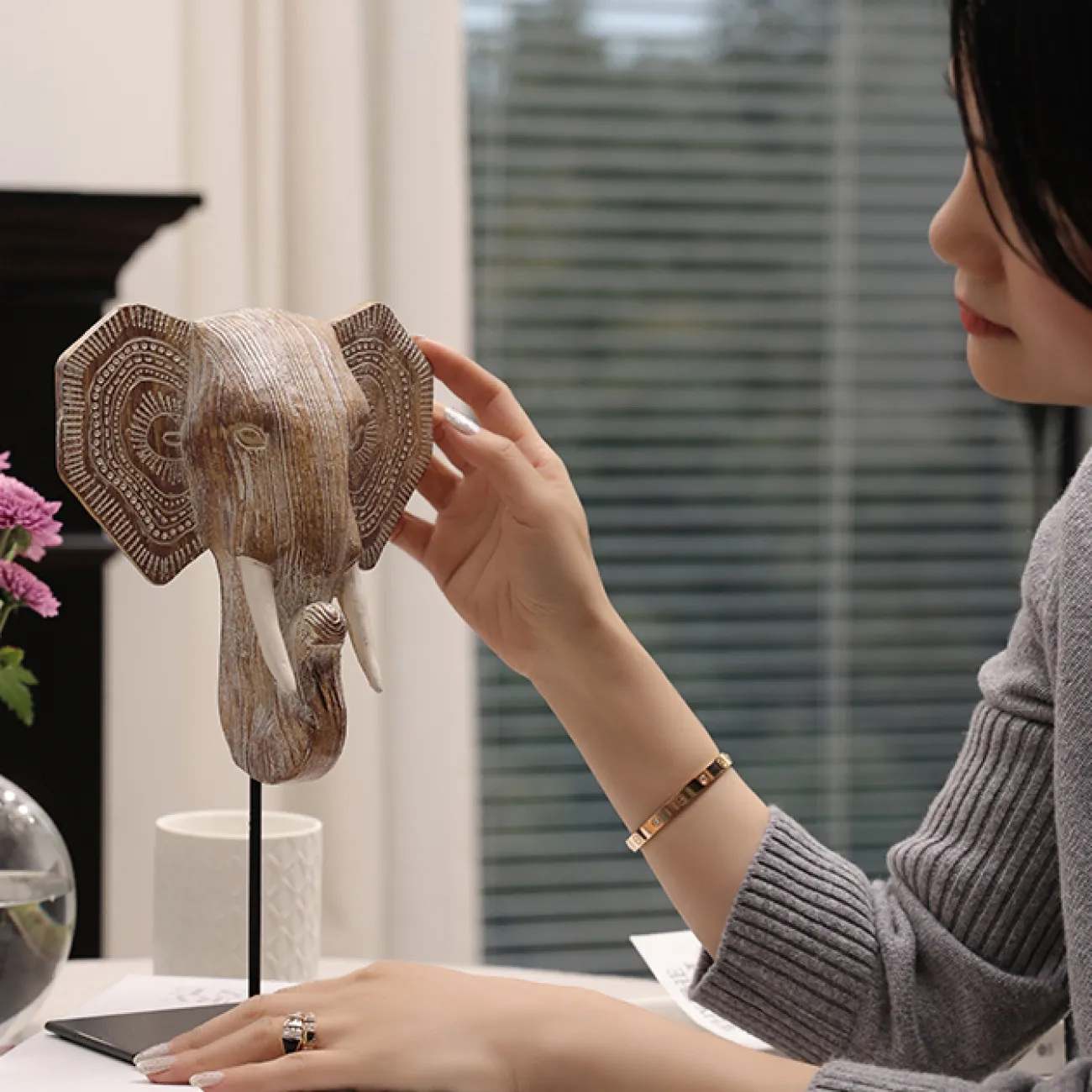 Оригинальная статуэтка "Слон Руйи" от Qiekoo из синтетической смолы SK39696-32