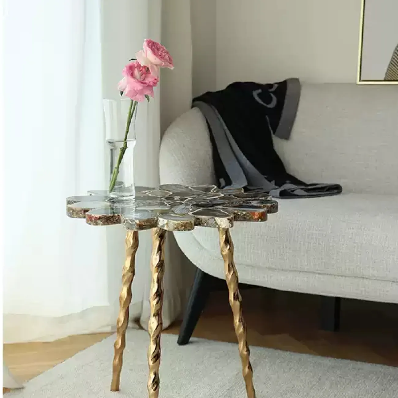 Роскошный журнальный столик Qiekoo из агата JS39699-32 Роскошный журнальный столик Qiekoo из агата JS39699-32