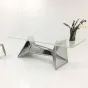 Большой обеденный стол Mozuo из стали, акрила и травертина OS39703-32