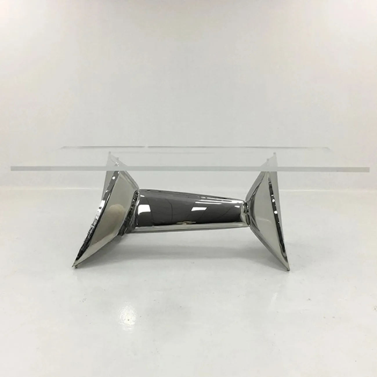 Большой обеденный стол Mozuo из стали, акрила и травертина OS39703-32