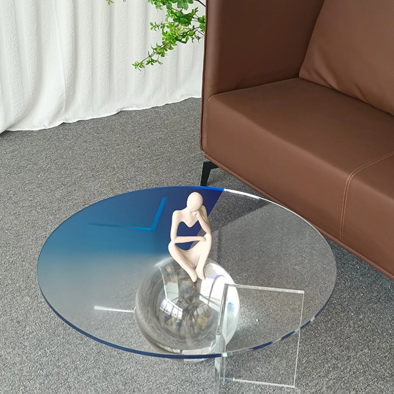 Элегантный журнальный столик Mozuo из пластмассы с хрустальным шаром JS39705-32 Элегантный журнальный столик Mozuo из пластмассы с хрустальным шаром JS39705-32