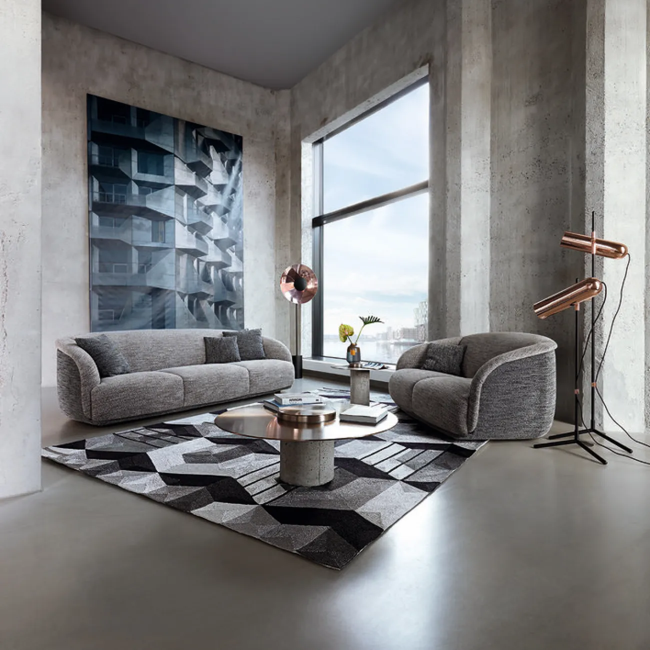 Оригинальный журнальный столик Mozuo из терраццо и металла JS39729-32 Оригинальный журнальный столик Mozuo из терраццо и металла JS39729-32