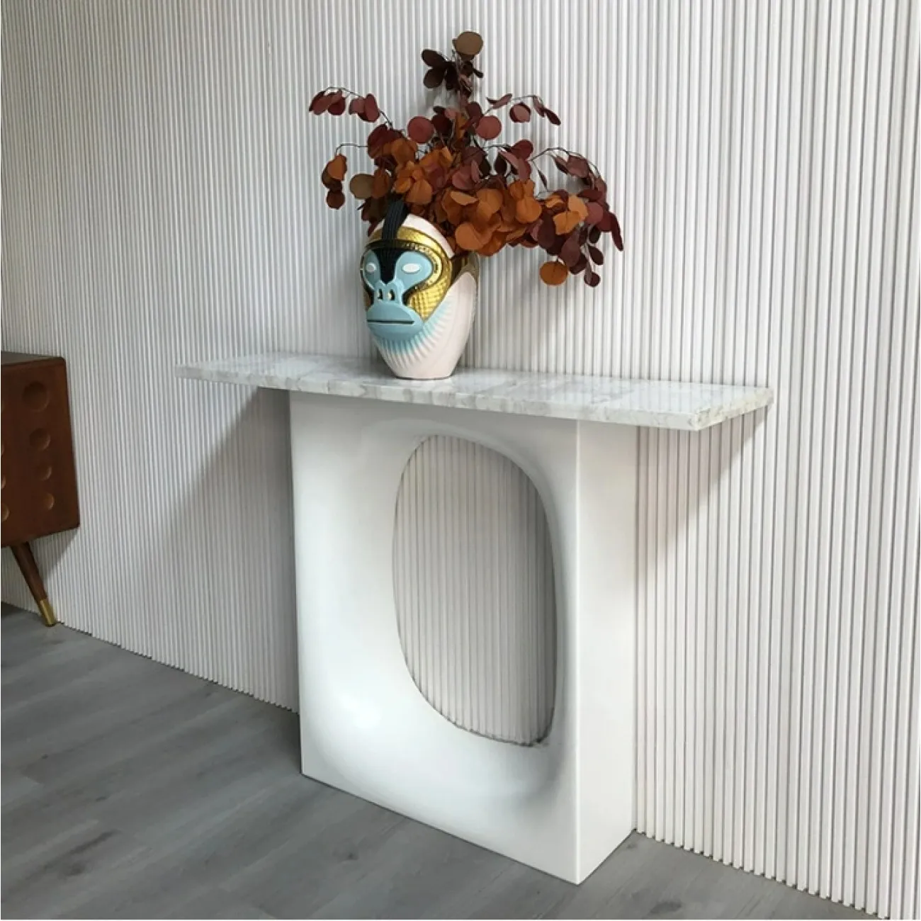 Оригинальный приставной столик Mozuo из стеклопластика и мрамора PS39755-32