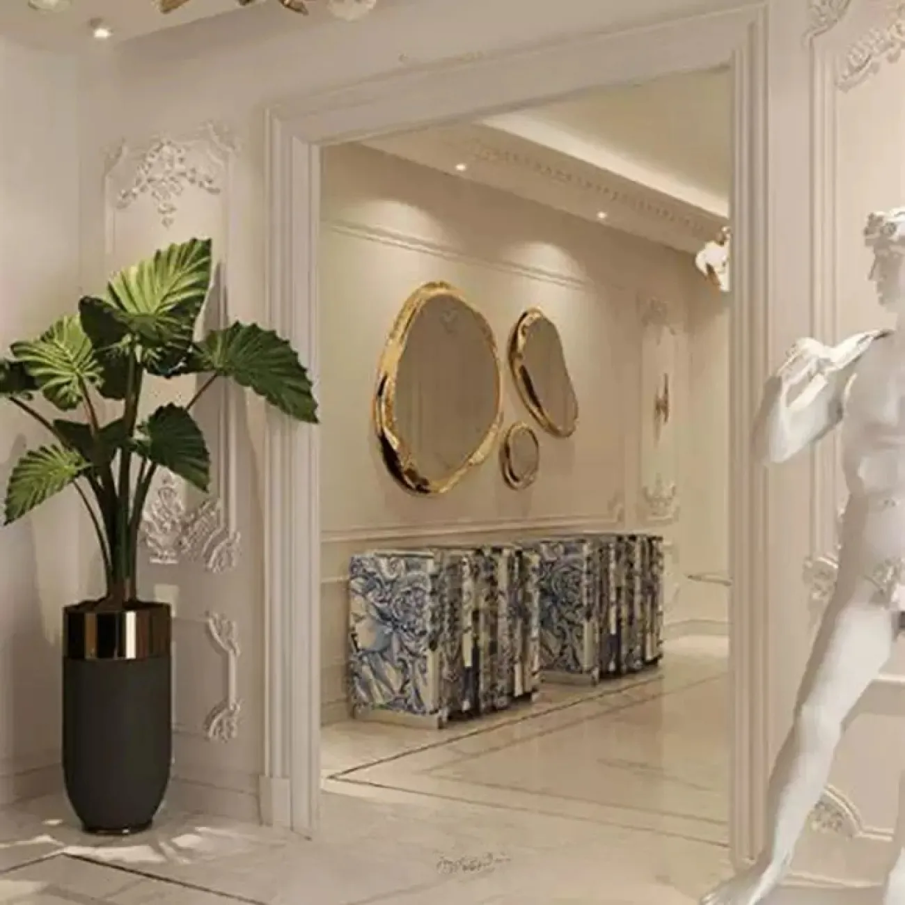 Роскошное зеркало Mozuo из нержавеющей стали ZK39757-32