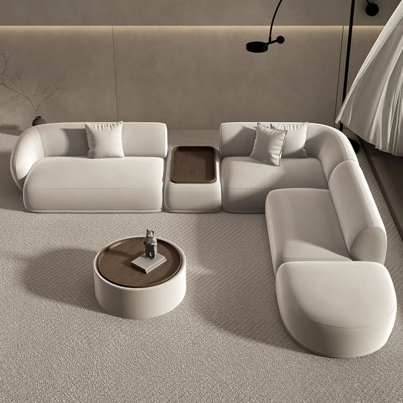 Модульный диван OUFAN от LaLume в комплекте с журнальным столом DV39762-32