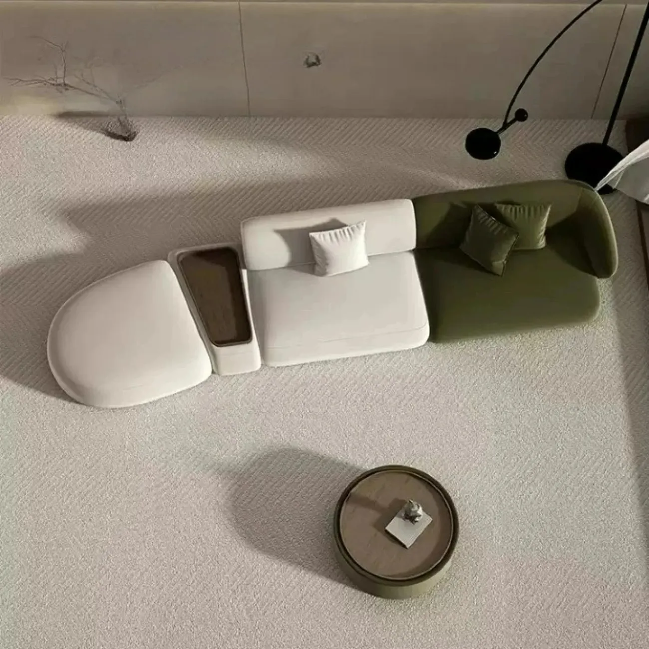 Модульный диван OUFAN от LaLume в комплекте с журнальным столом DV39762-32