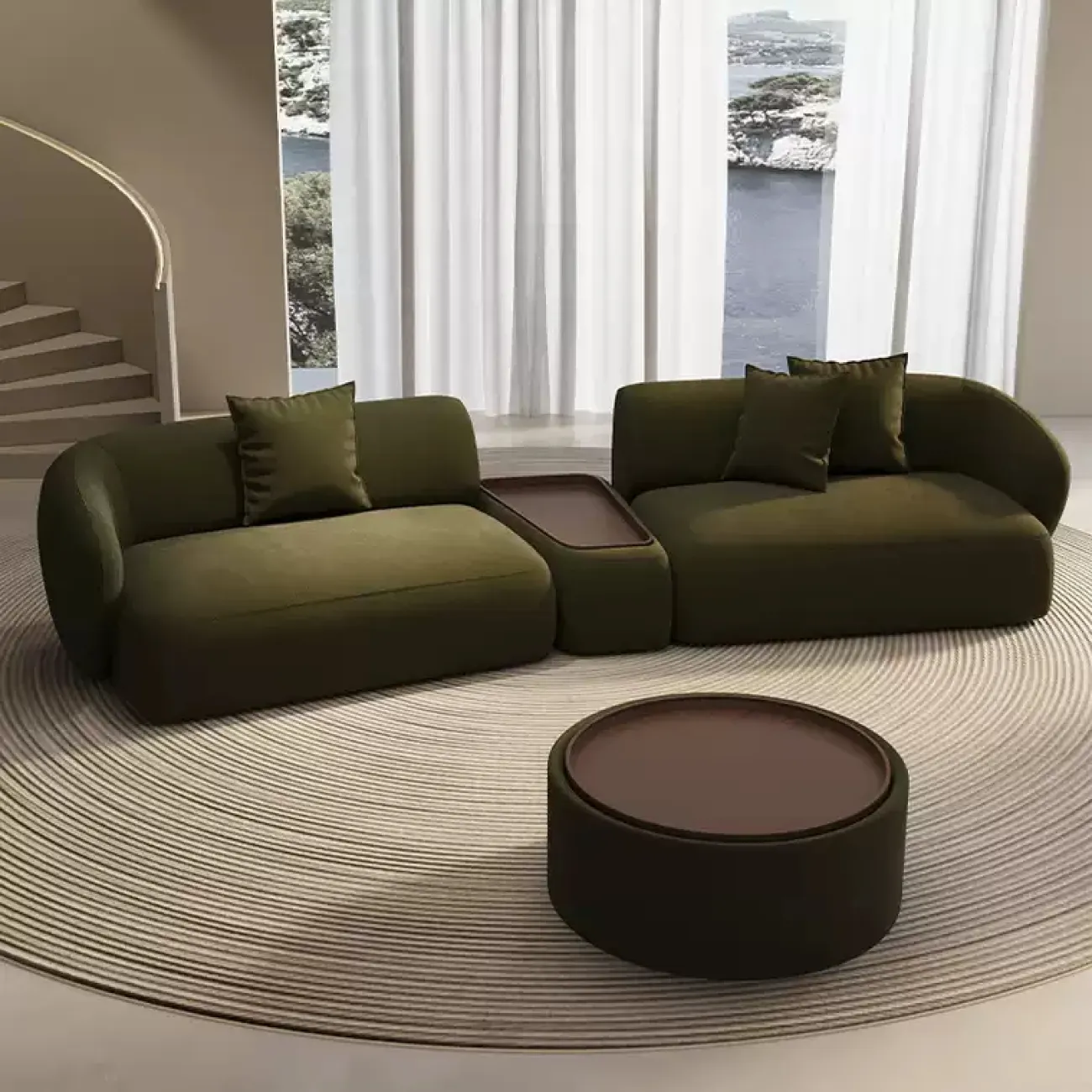 Модульный диван OUFAN от LaLume в комплекте с журнальным столом DV39762-32