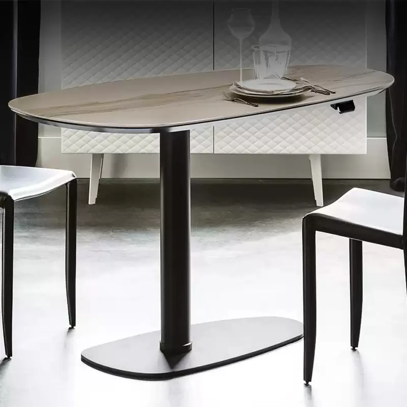 Регулируемый по высоте журнальный столик OTEIZA из мрамора и дерева JS39827-32