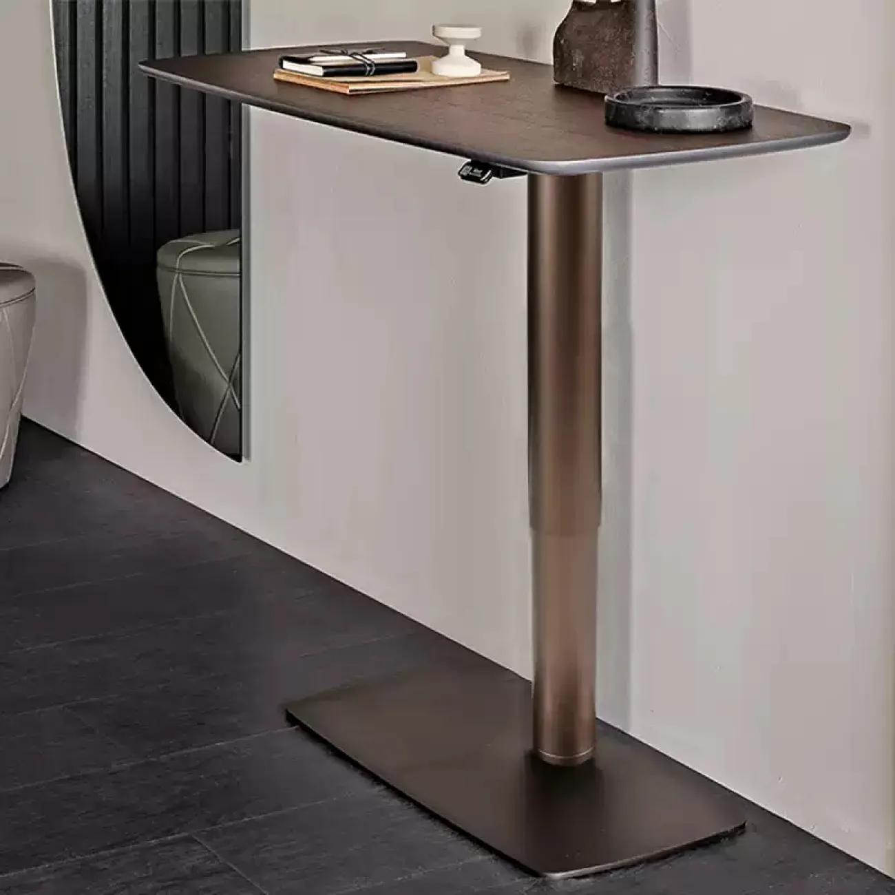 Регулируемый по высоте журнальный столик OTEIZA из мрамора и дерева JS39827-32