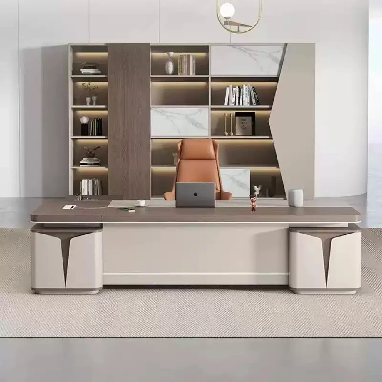 Роскошный стол руководителя Baishengfeng с дополнительным комодом в разных вариантах OS39845-32