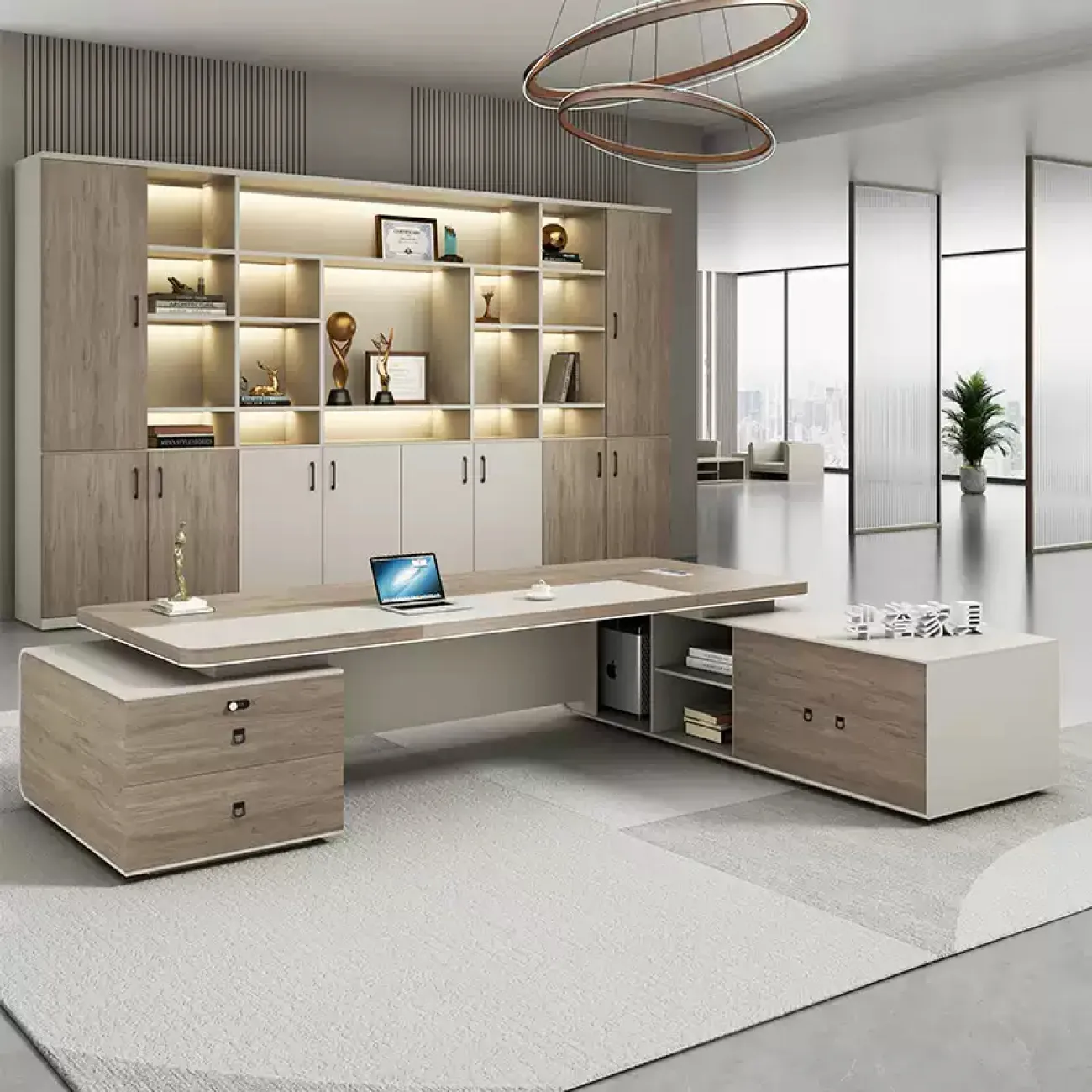 Роскошный стол руководителя 2,6 м Baishengfeng с подсветкой OS39882-32