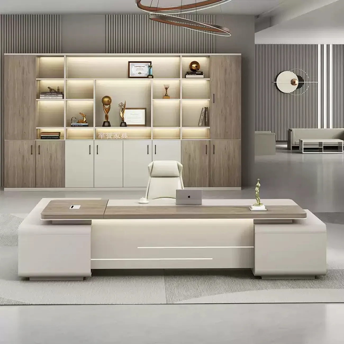 Роскошный стол руководителя 2,6 м Baishengfeng с подсветкой OS39882-32