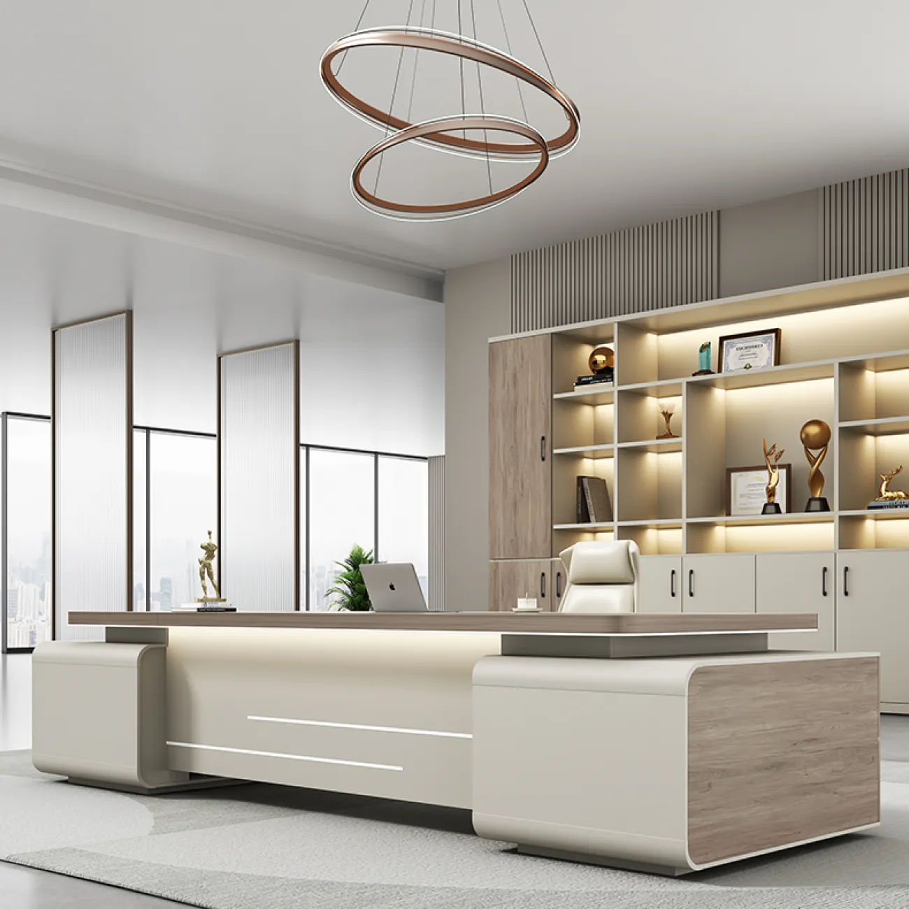 Роскошный стол руководителя 2,6 м Baishengfeng с подсветкой OS39882-32