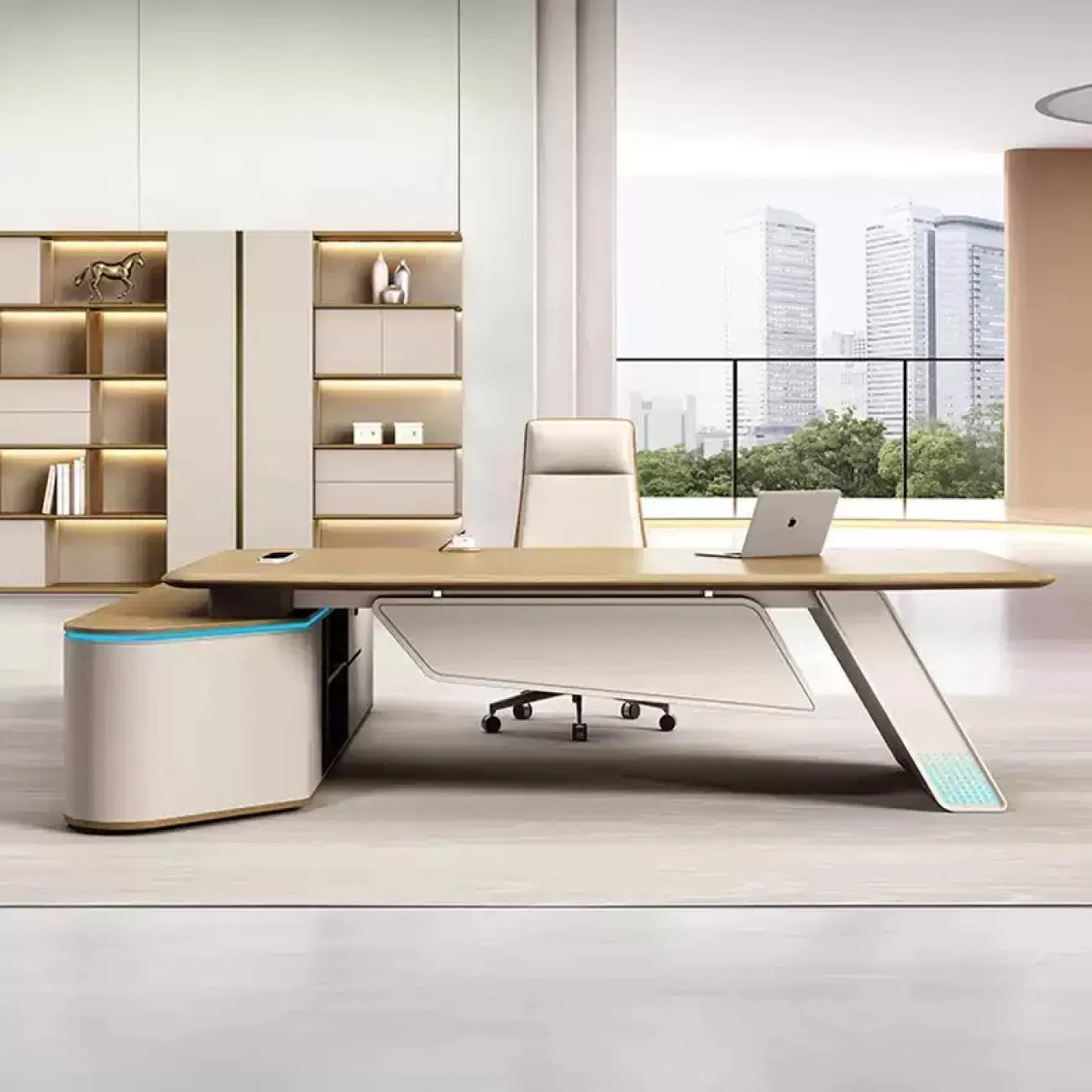 Удобный стол руководителя с октрытыми полками Baishengfeng из меламина OS39916-32 Удобный стол руководителя с октрытыми полками Baishengfeng из меламина OS39916-32