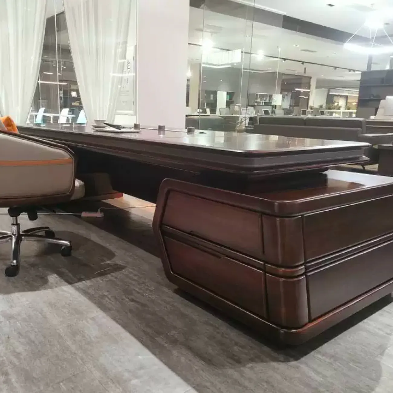 Премиальный стол руководителя Baishengfeng с кожей и подсветкой OS39984-32