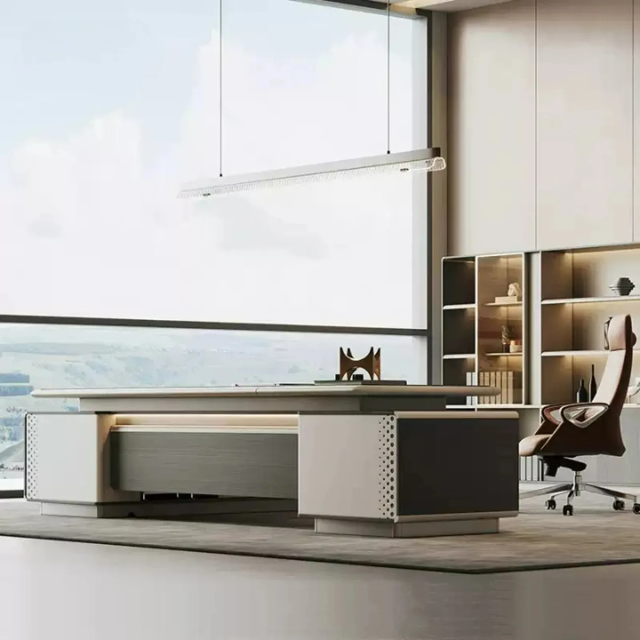 Роскошный стол руководителя Dixin с подсветкой OS40047-32