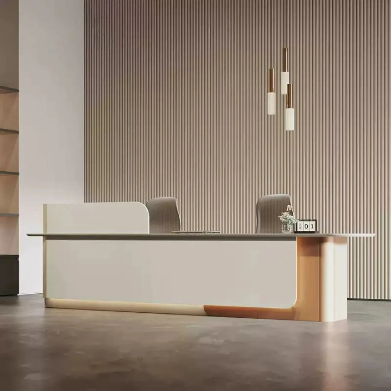 Удобная стойка ресепшен Dixin с подсветкой RS40068-32 Удобная стойка ресепшен Dixin с подсветкой RS40068-32