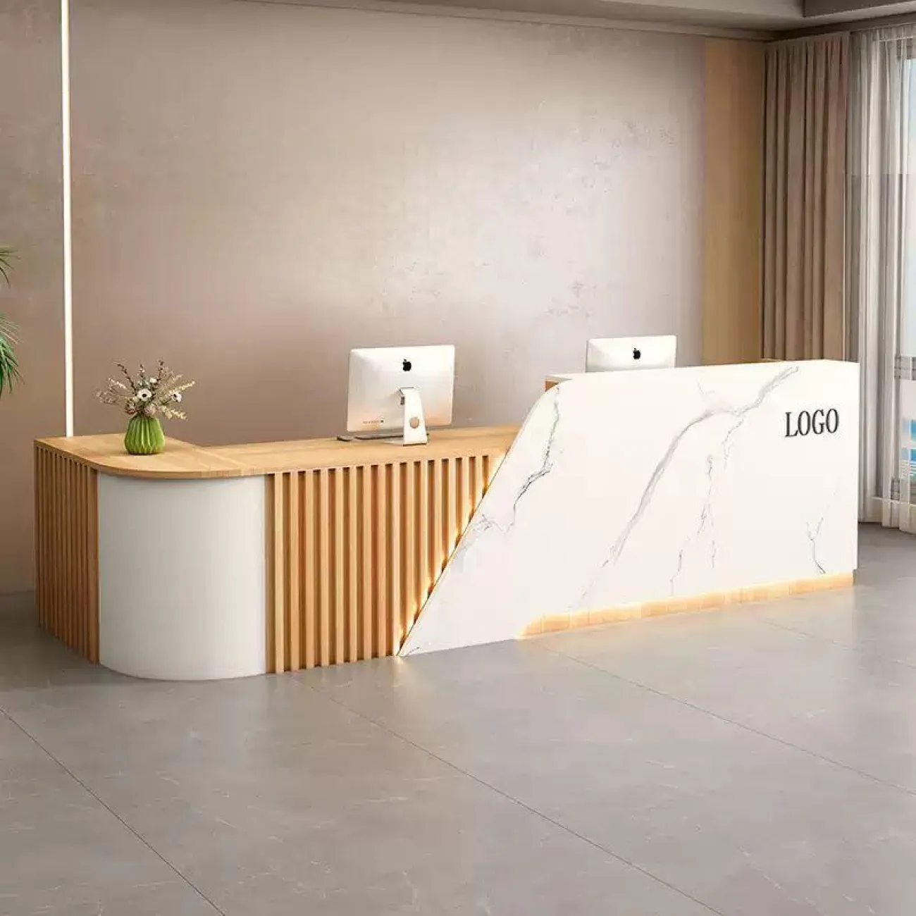 Роскошная стойка ресепшен Jinyue с подсветкой RS40133-32 Роскошная стойка ресепшен Jinyue с подсветкой RS40133-32