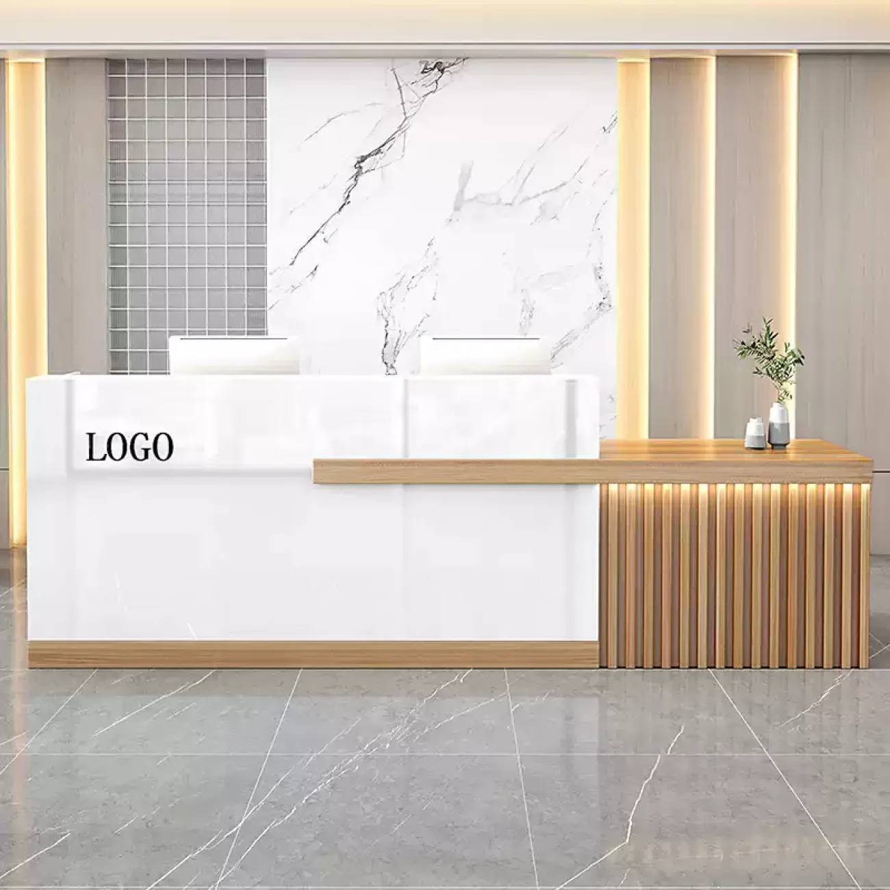 Роскошная стойка ресепшен Jinyue с подсветкой RS40134-32 Роскошная стойка ресепшен Jinyue с подсветкой RS40134-32