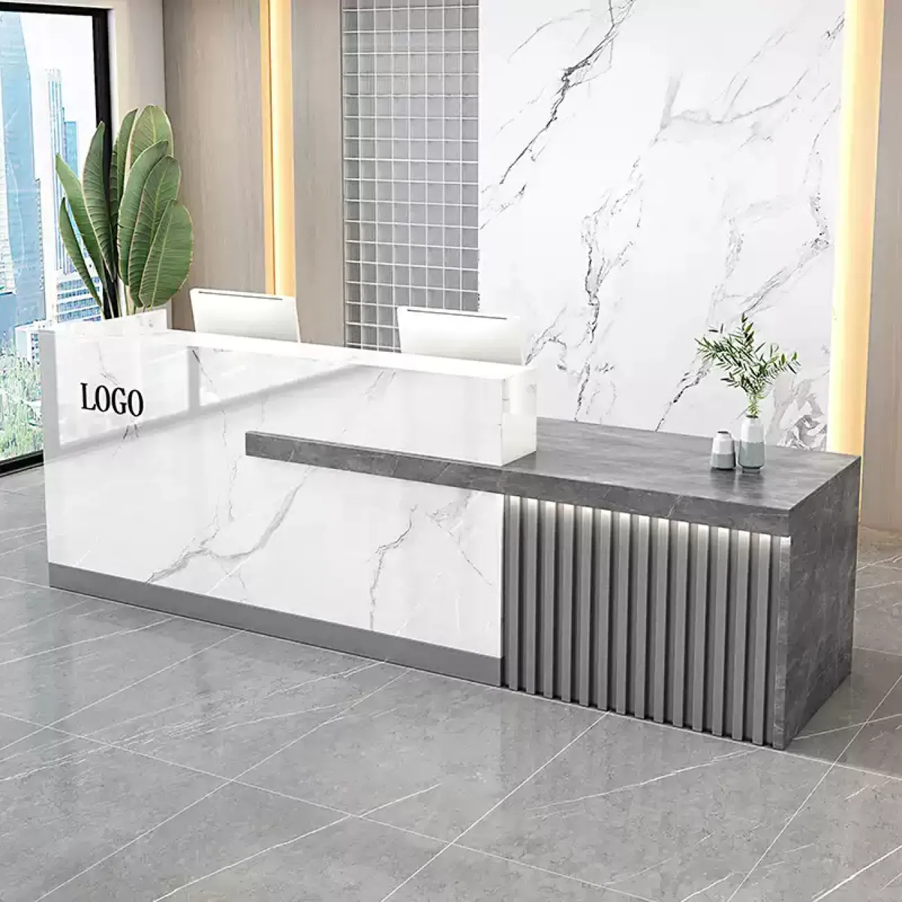 Роскошная стойка ресепшен Jinyue с подсветкой RS40134-32 Роскошная стойка ресепшен Jinyue с подсветкой RS40134-32