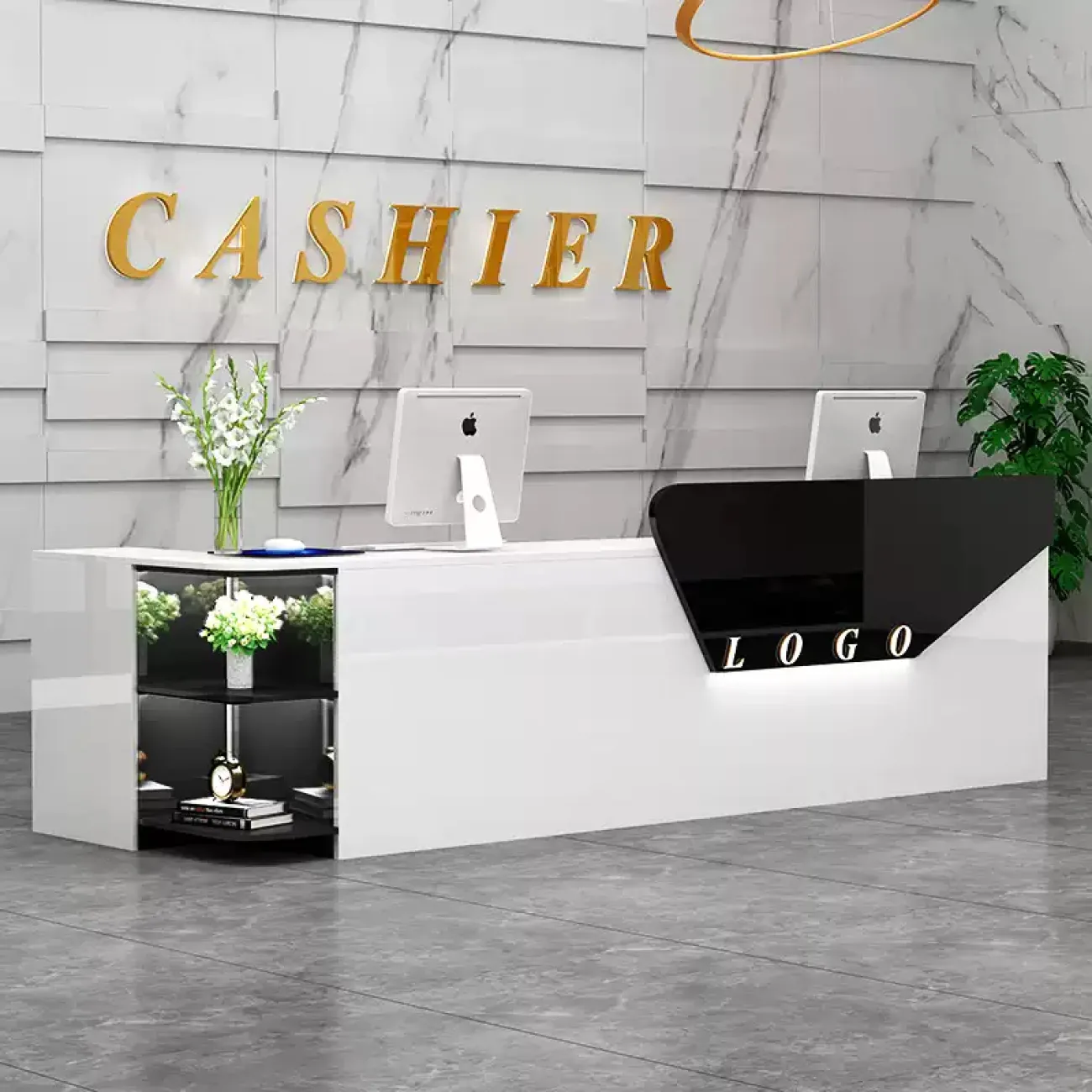 Роскошная стойка ресепшен Jinyue с подсветкой RS40135-32