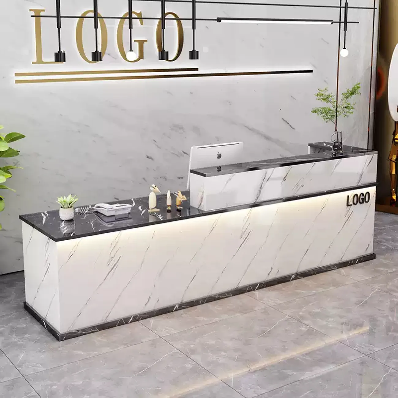 Роскошная стойка ресепшен Jinyue с подсветкой RS40136-32