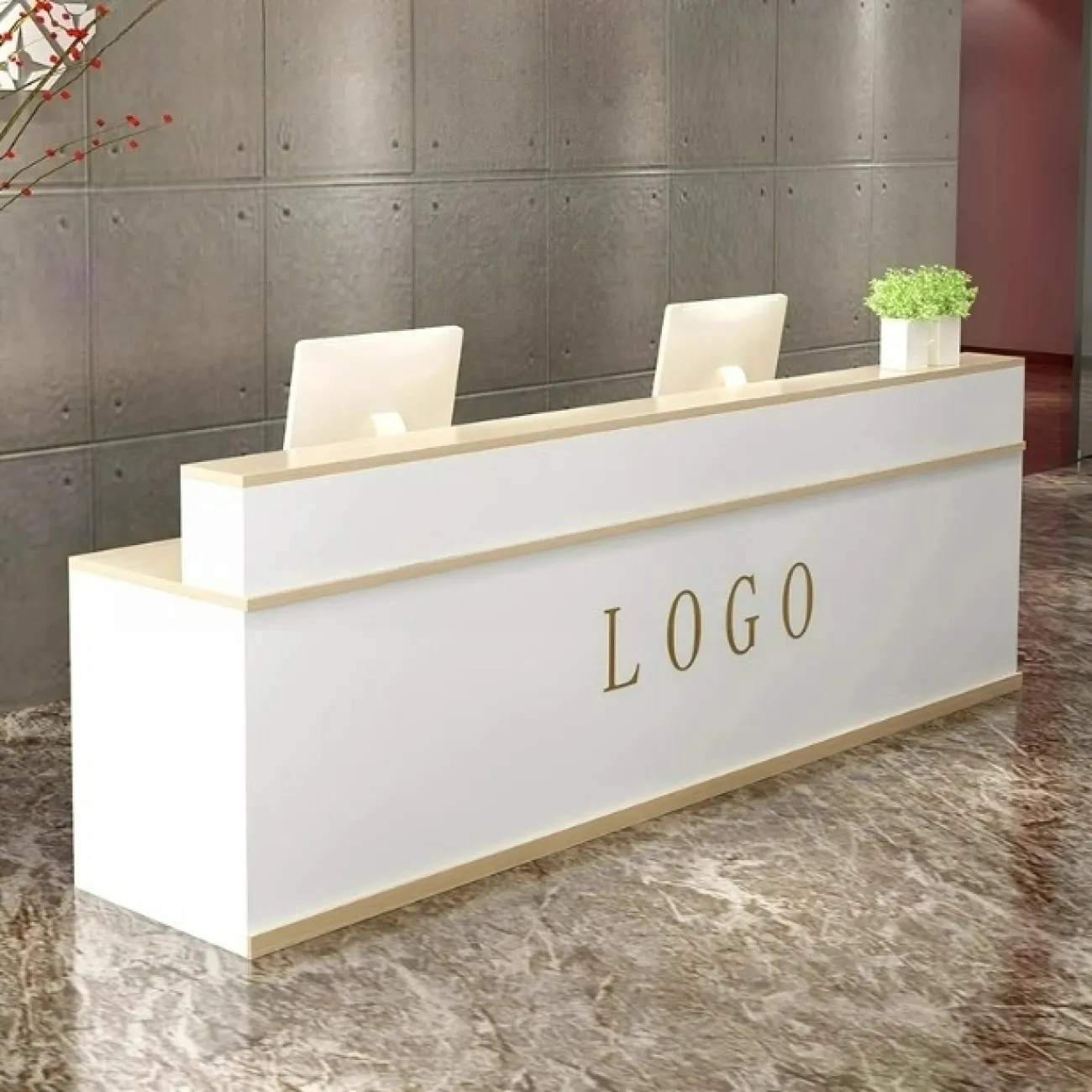 Прямая стойка ресепшен Jinyue с подсветкой RS40137-32