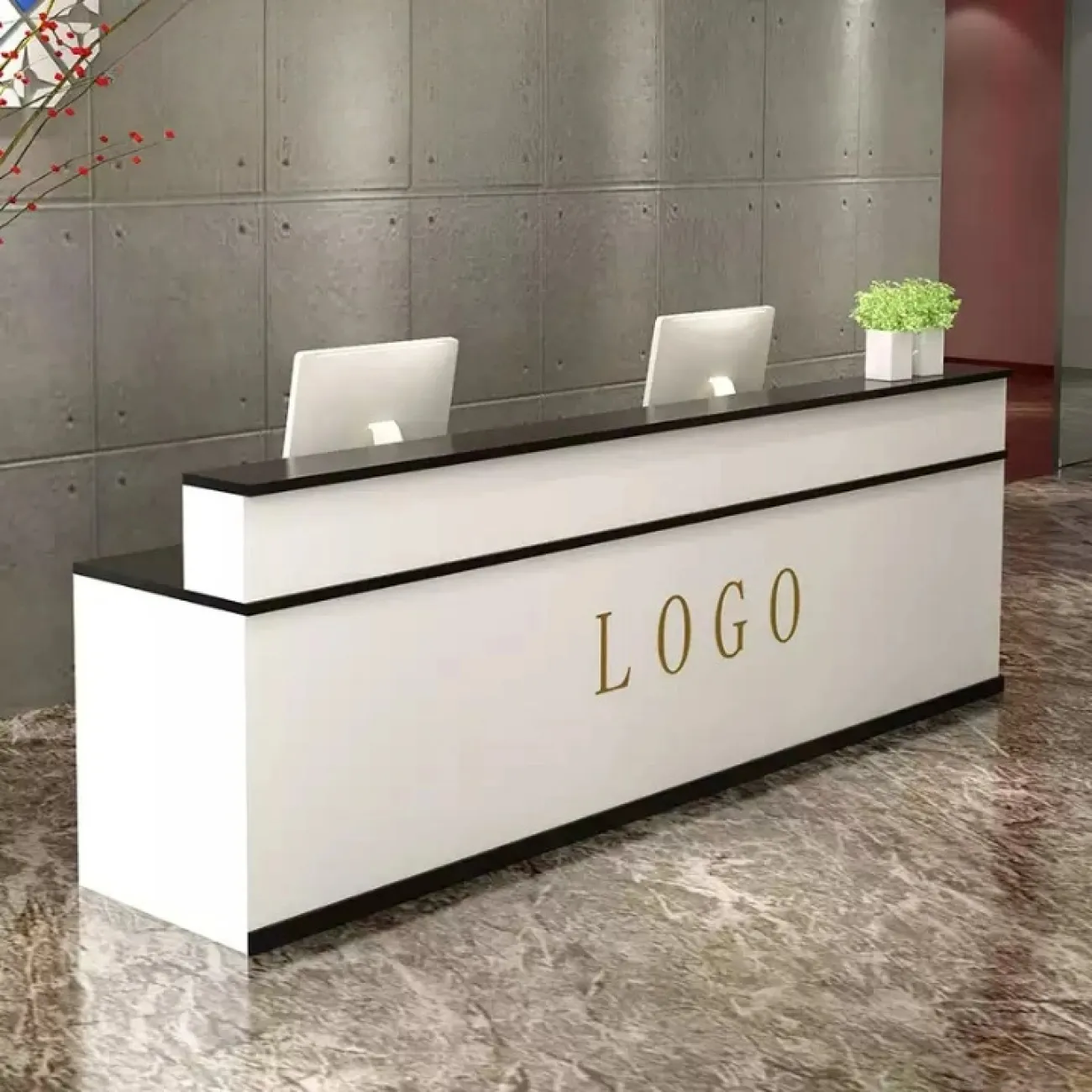 Прямая стойка ресепшен Jinyue с подсветкой RS40137-32